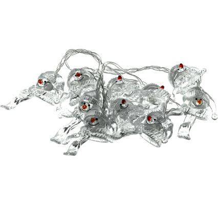 LED świąteczny łańcuch 10xLED/2xAA/ciepła biała 1,65m bałwanki