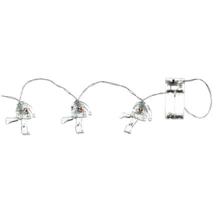LED świąteczny łańcuch 10xLED/2xAA/ciepła biała 1,65m bałwanki