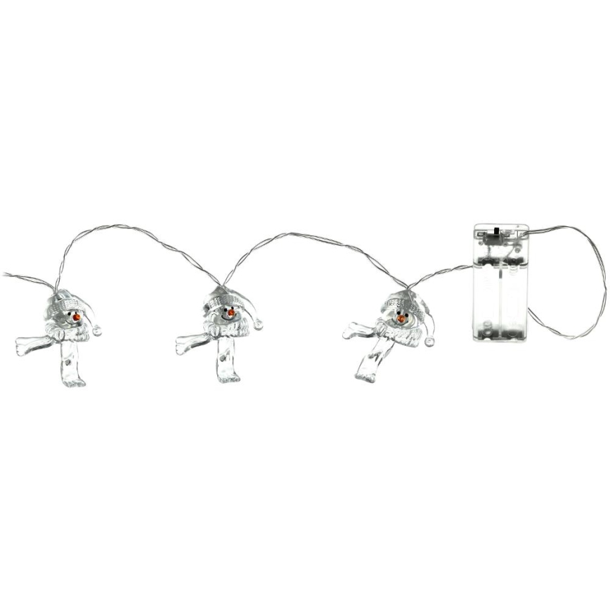 LED świąteczny łańcuch 10xLED/2xAA/ciepła biała 1,65m bałwanki