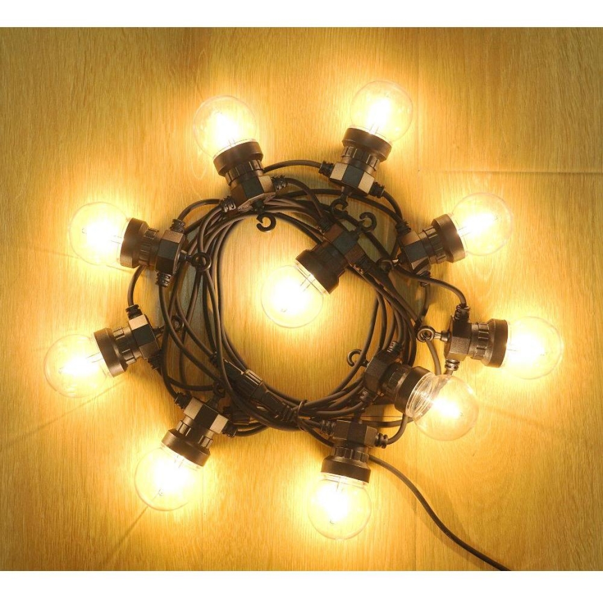 Zewnętrzny łańcuch dekoracyjny LED GIRLANDA G45 10xE27/230V 8m IP44 ciepła biel