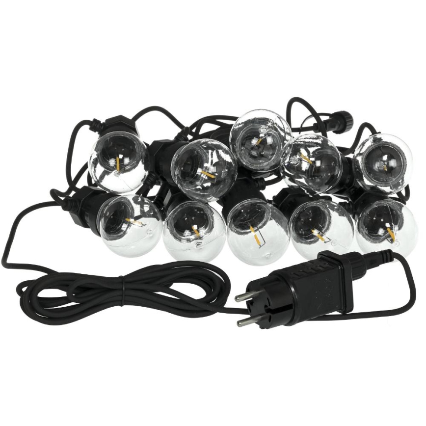 Zewnętrzny łańcuch dekoracyjny LED GIRLANDA G45 10xE27/230V 8m IP44 ciepła biel