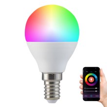 RGB LED Ściemnialna żarówka G45 E14/5,5W/230V 2700-6500K Wi-fi Tuya