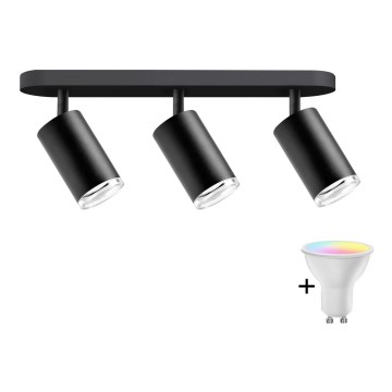 RGBW LED Lampa Sufitowa do Łazienki TURYN 3xGU10/6,5W/230V 2700-6500K Wi-Fi IP44 Czarna