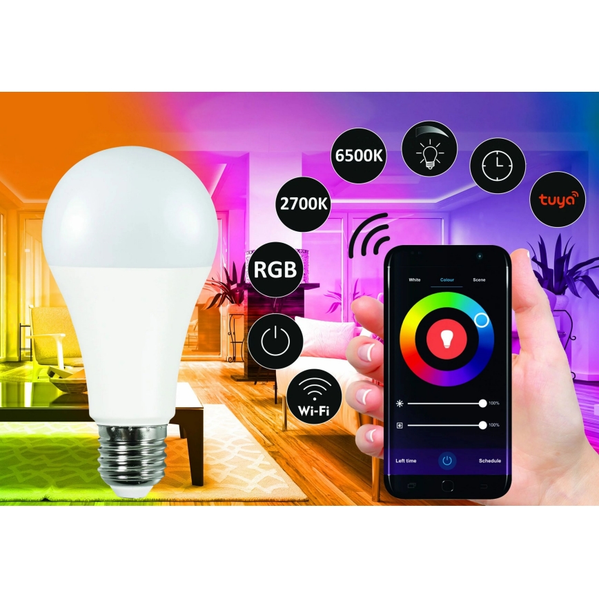 RGBW LED Żarówka ściemnialna A65 E27/11W/230V 2700-6500K Wi-Fi Tuya