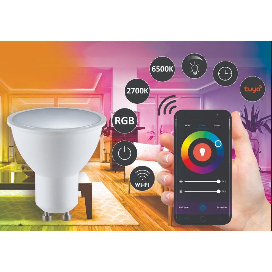 RGBW LED Żarówka ściemnialna G45 GU10/5,5W/230V 2700-6500K Wi-Fi Tuya
