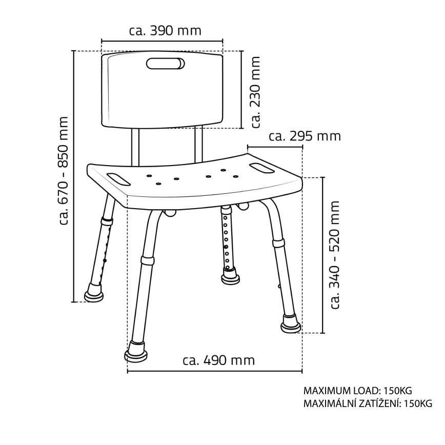 Ridder - Krzesło z oparciem 49x85 białe