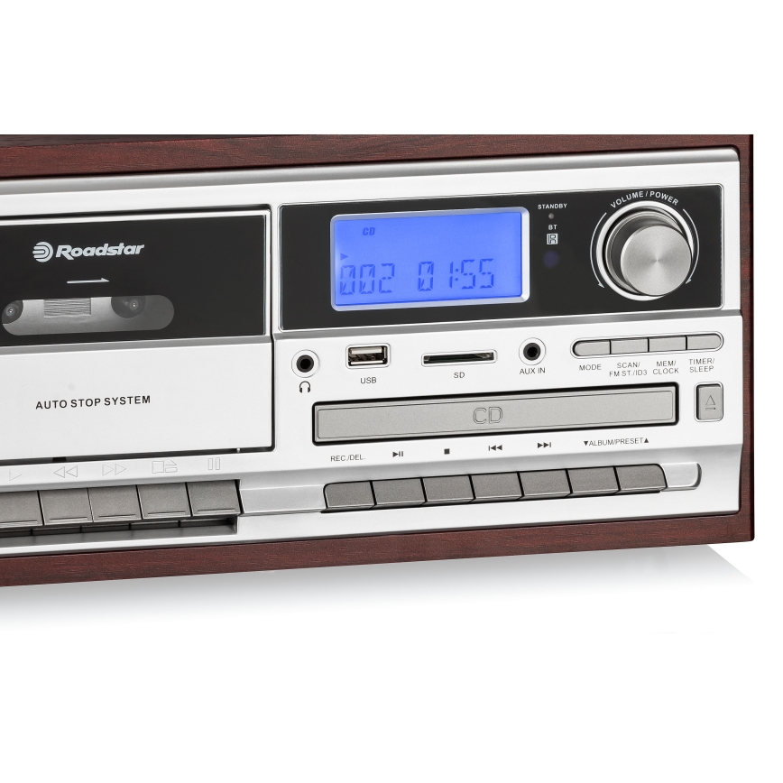 Roadstar HIF-8892 EBT - System Hi-Fi z gramofonem, odtwarzaczem CD i magnetofonem kasetowym, 64W/230V + pilot zdalnego sterowania