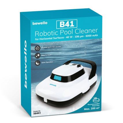 Robot do czyszczenia basenów do powierzchni poziomych 40W/12,6V 6000 mAh IPX8 biały
