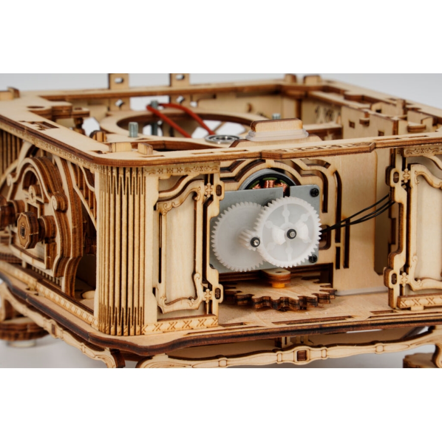 RoboTime - 3D drewniane puzzle mechaniczne Gramofon (napęd ręczny)
