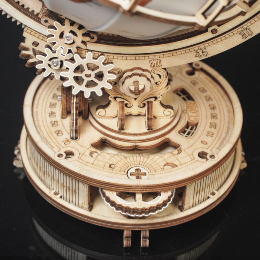 RoboTime - 3D drewniane puzzle mechaniczne Świecący globus