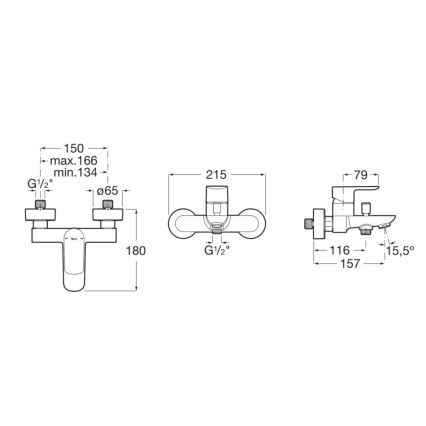 Roca A5A026EC00 - Bateria wannowa CALA chrom błyszczący
