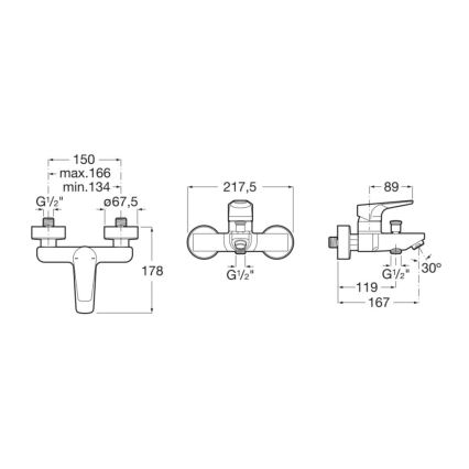 Roca A5A0290C00 - Bateria wannowa ATLAS chrom błyszczący