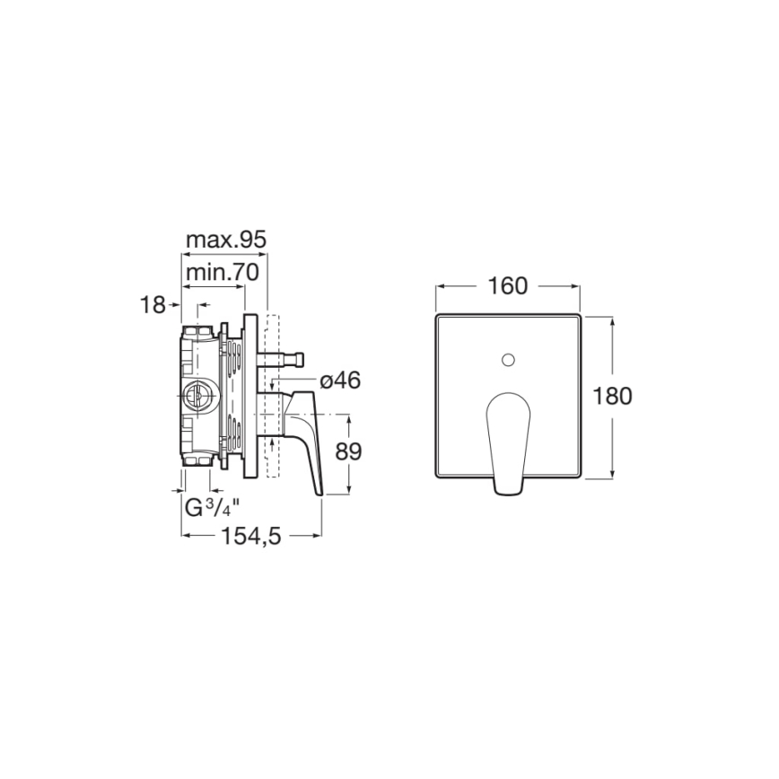 Roca A5A0B90C00 - Bateria prysznicowa podtynkowa ATLAS, chrom błyszczący