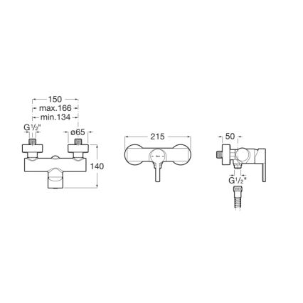 Roca A5A2196C00 - Bateria prysznicowa NAIA chrom błyszczący