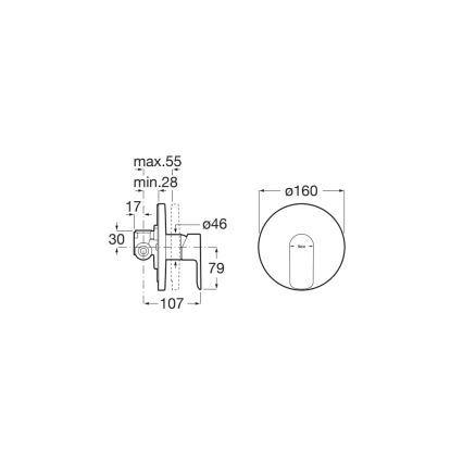 Roca A5A226EC00 - Podtynkowa bateria prysznicowa CALA, chrom błyszczący