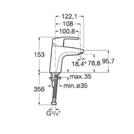 Roca A5A3298C00 - Bateria umywalkowa MONODIN 15,3 cm, chrom błyszczący