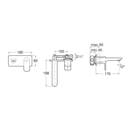 Roca A5A356EC00 - Bateria wannowa podtynkowa CALA, chrom błyszczący