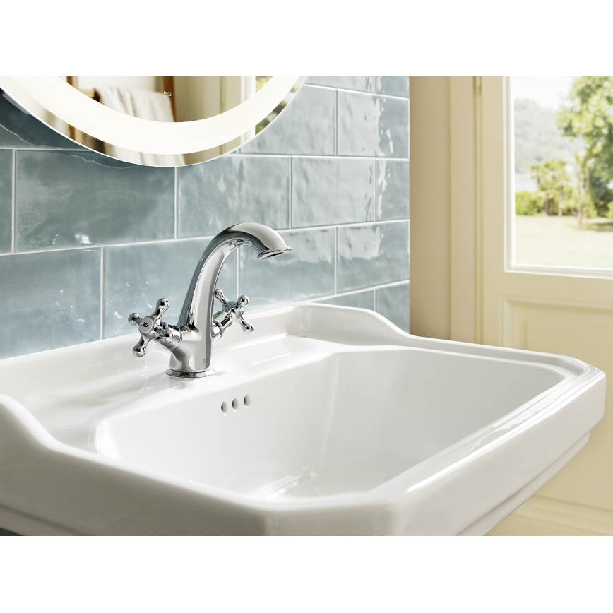 Roca A5A3A4BC00 - Kran do umywalki + odpływ z przelewem CARMEN 17,8 cm chrom błyszczący