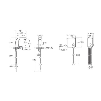 Roca A5A5509C00 - Bezdotykowa bateria umywalkowa L20 230V chrom błyszczący