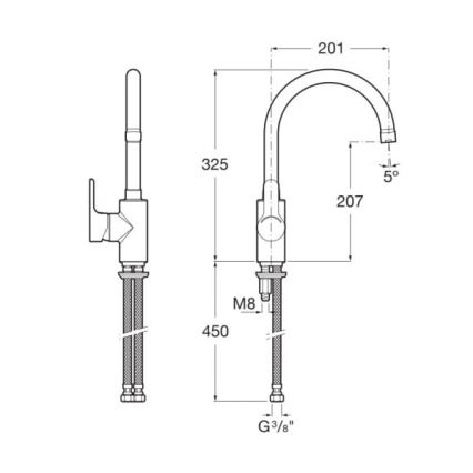 Roca A5A8409C00 - Bateria kuchenna L20 32,5 cm chrom błyszczący