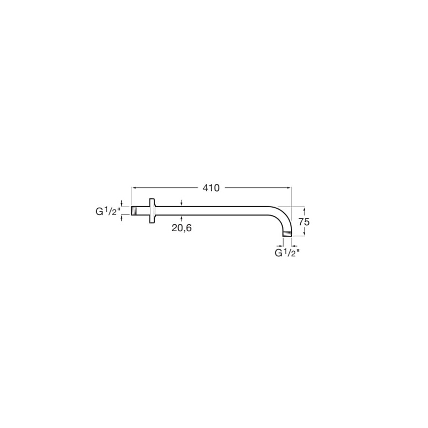Roca A5B0250C00 - Ramię prysznicowe RAINDREAM 40 cm, chrom błyszczący