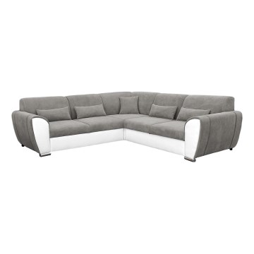 Rogowa sofa z miejscem do przechowywania L VISEU lewa szara/biała