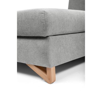 Rozkładana narożna tapicerowana sofa z pojemnikiem na pościel w kształcie litery L AVESTA lewa szara