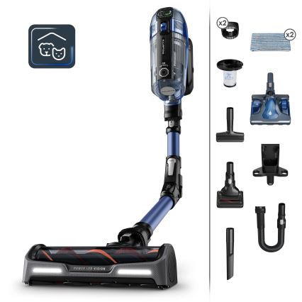 Rowenta - Odkurzacz pionowy z mopem X-FORCE FLEX ANIMAL AQUA AUTO 3w1 480W/32,4V 2500 mAh niebieski