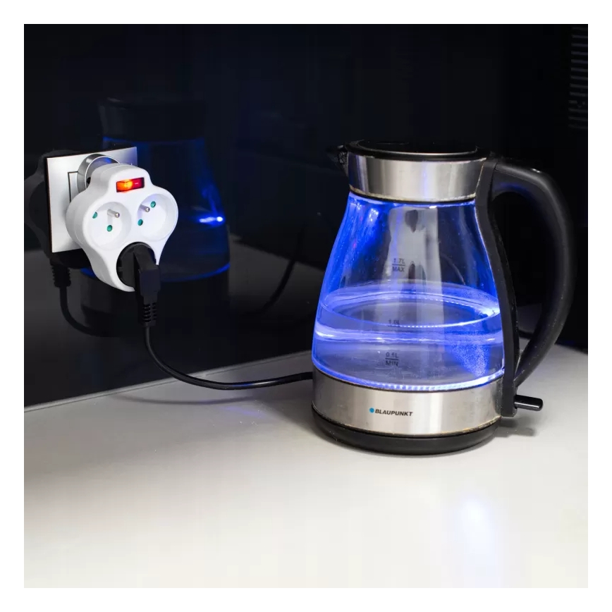 Rozgałęźnik z wyłącznikiem, 3 gniazda