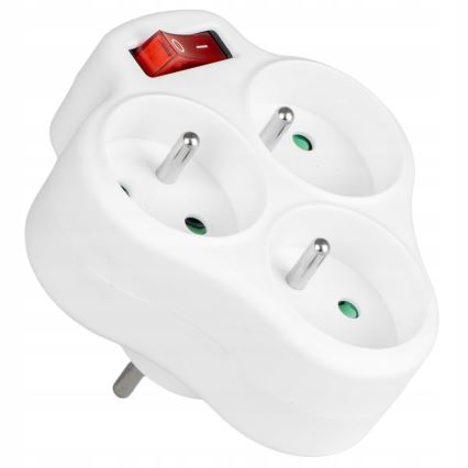 Rozgałęźnik z wyłącznikiem, 3 gniazda