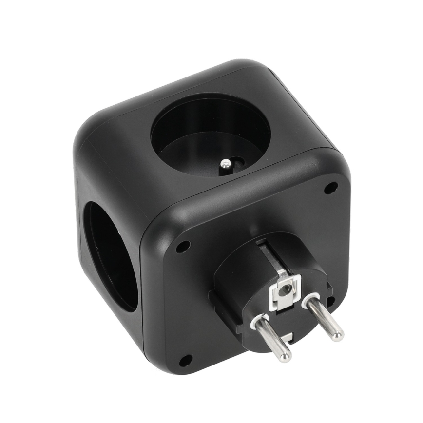 Rozgałęźnik z wyłącznikiem LINEA 3x230V + 4xUSB A/C czarny