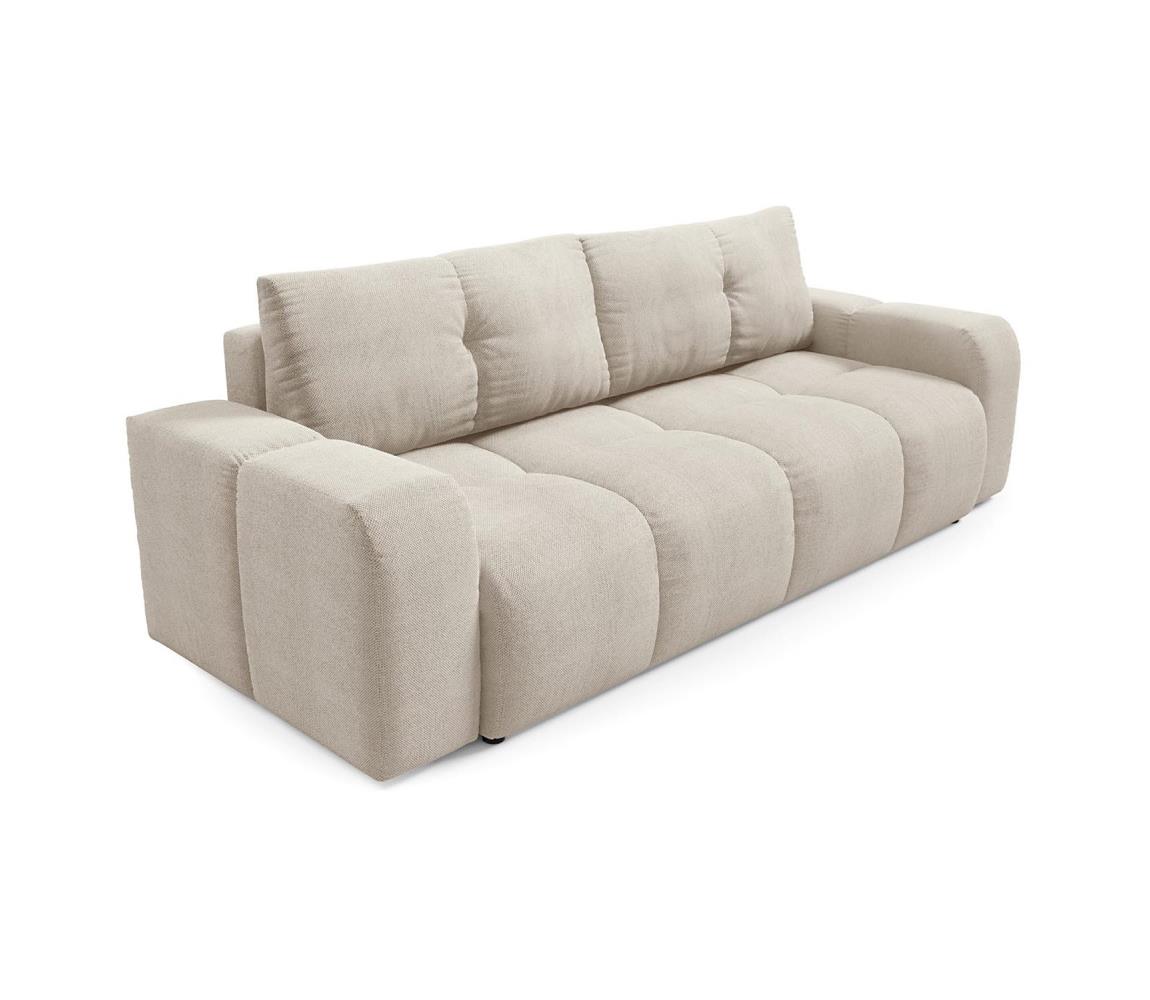 Rozkładana tapicerowana trzyosobowa sofa z pojemnikiem ALMADA beżowa