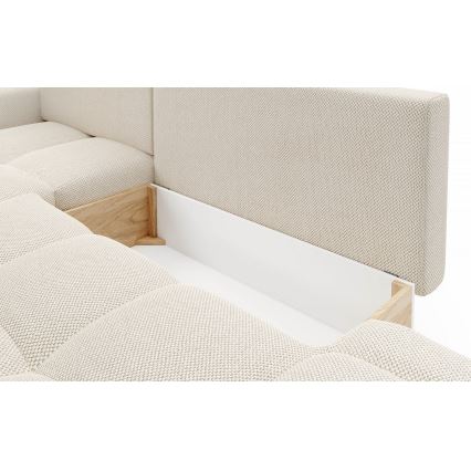 Rozkładana narożna tapicerowana sofa z miejscem do przechowywania typu L ALMADA lewa beżowy