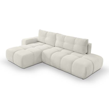 Rozkładana narożna tapicerowana sofa z miejscem do przechowywania typu L ALMADA lewa beżowy