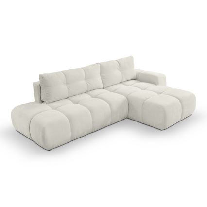 Rozkładana narożna tapicerowana sofa z miejscem do przechowywania typu L ALMADA prawy beżowy