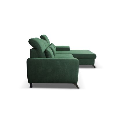 Rozkładana narożna tapicerowana sofa z miejscem do przechowywania typu L ALTA prawy zielony