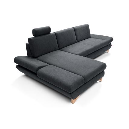 Rozkładana narożna tapicerowana sofa z miejscem do przechowywania typu L AVESTA lewa antracyt