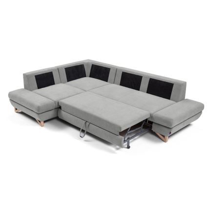 Rozkładana narożna tapicerowana sofa z miejscem do przechowywania typu L AVESTA lewa szary