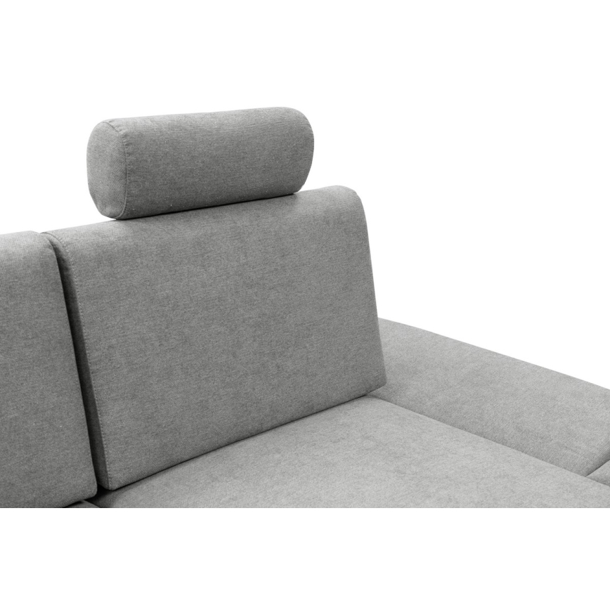 Rozkładana narożna tapicerowana sofa z miejscem do przechowywania typu L AVESTA prawa szary