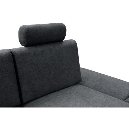 Rozkładana narożna tapicerowana sofa z miejscem do przechowywania typu L AVESTA prawy antracyt