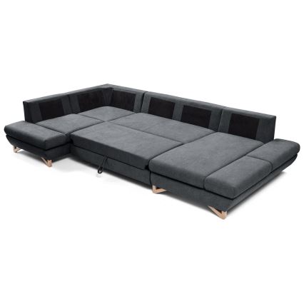 Rozkładana narożna tapicerowana sofa z miejscem do przechowywania typu U AVESTA lewa antracyt