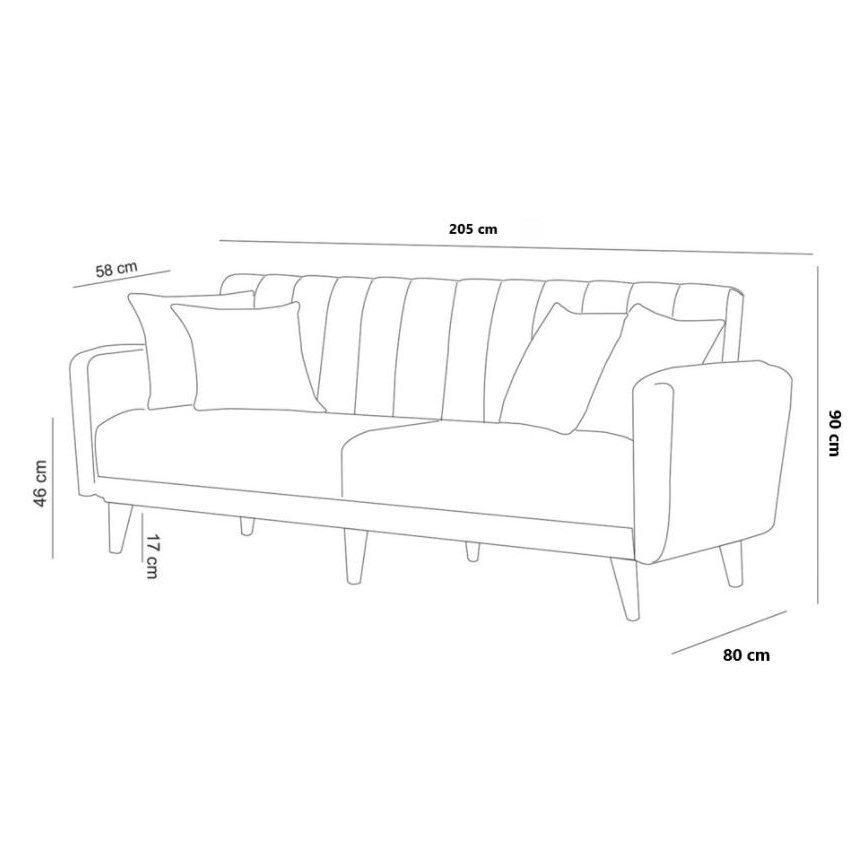 Rozkładana dwuosobowa sofa KITO ciemnoszara