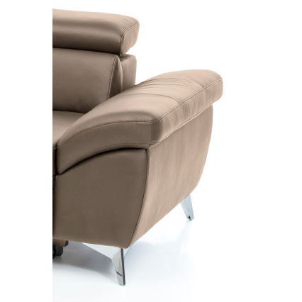 Rozkładana narożna skórzana sofa typu L SALERNO II lewa brązowy