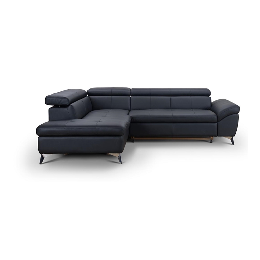 Rozkładana narożna skórzana sofa typu L SALERNO II lewa czarny