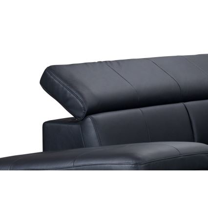Rozkładana narożna skórzana sofa typu L SALERNO II lewa czarny