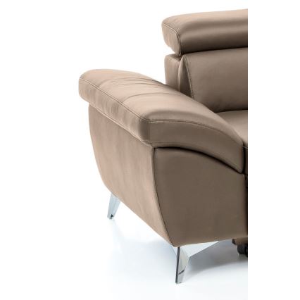 Rozkładana narożna skórzana sofa typu L SALERNO II prawa brązowy