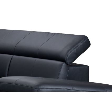 Rozkładana narożna skórzana sofa typu L SALERNO II prawa czarny