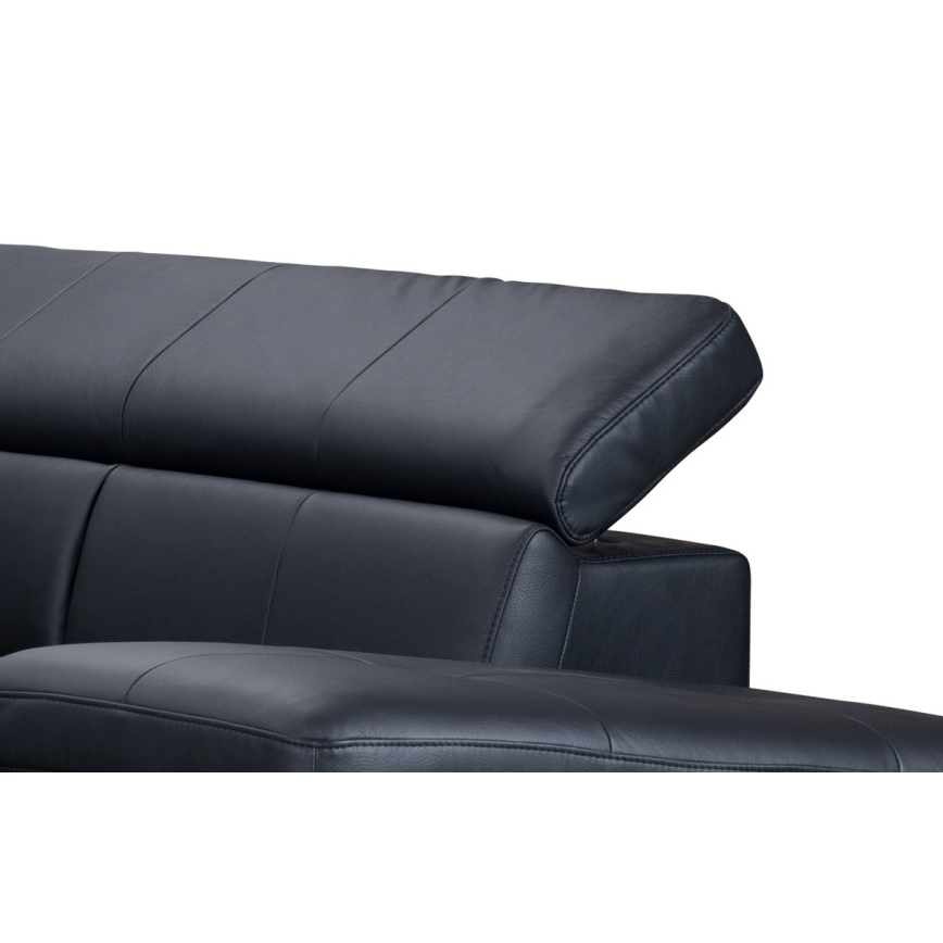 Rozkładana narożna skórzana sofa typu L SALERNO II prawa czarny
