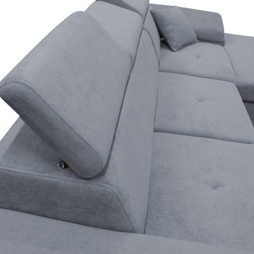 Narożna rozkładana sofa z pojemnikiem na pościel w kształcie litery L CASTELO, prawostronna, ciemnoszara