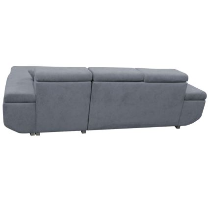 Narożna rozkładana sofa z pojemnikiem na pościel w kształcie litery L CASTELO, prawostronna, ciemnoszara